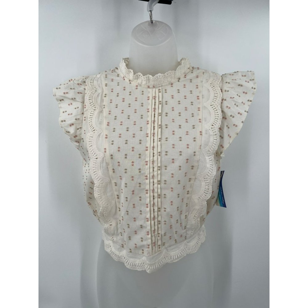 NWT MINE Serafini Linen Like Top in Ivory Size Small